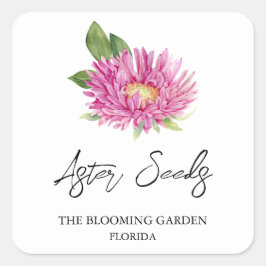 Aster Seeds-Label Quadratischer Aufkleber
