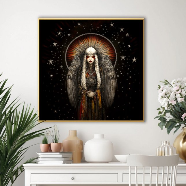Asteria Goddess of the Stars: Silver Black Art Poster (Von Creator hochgeladen)