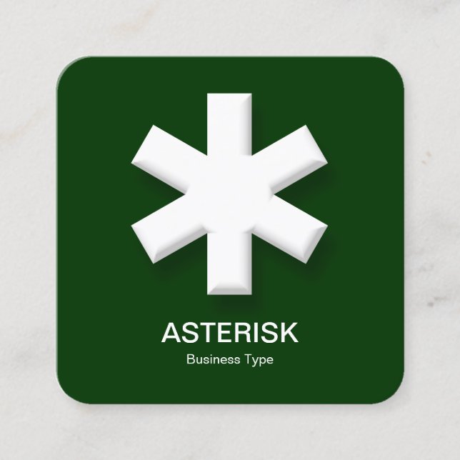 Asterisk - Dunkelgrün (003300) Quadratische Visitenkarte (Vorderseite)
