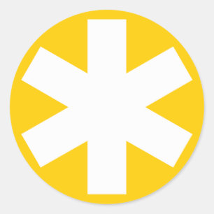 Asterisk - Weiß auf Bernstein Runder Aufkleber