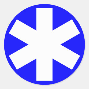 Asterisk - Weiß auf Blau Runder Aufkleber