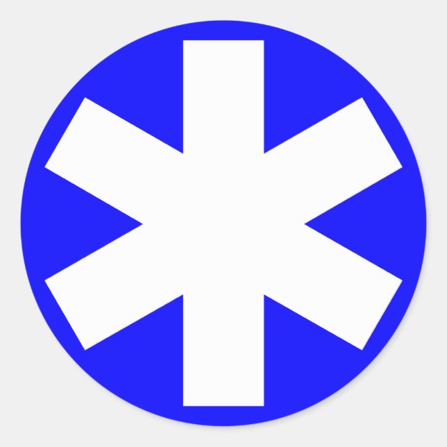 Asterisk - Weiß auf Blau Runder Aufkleber (Vorderseite)