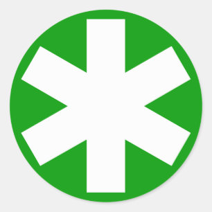 Asterisk - Weiß auf Grün Runder Aufkleber