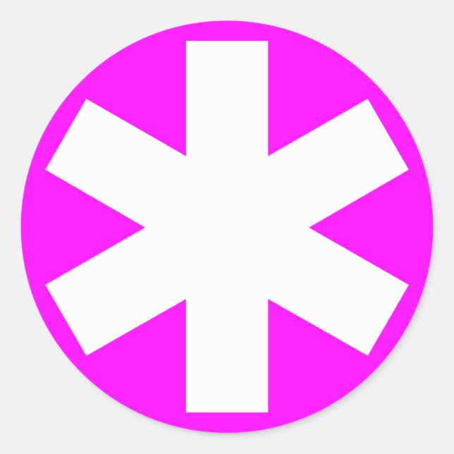 Asterisk - Weiß auf Magenta Runder Aufkleber (Vorderseite)