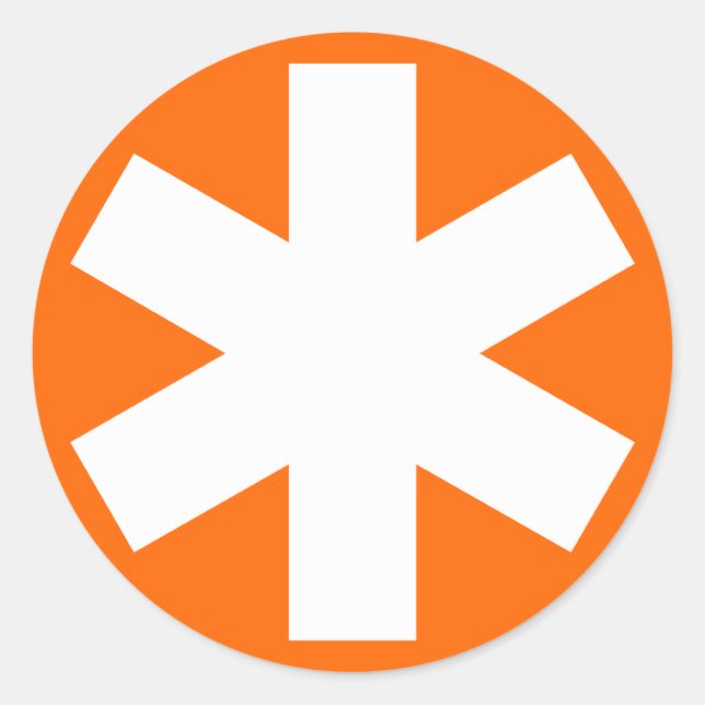 Asterisk - Weiß auf Orange Runder Aufkleber (Vorderseite)