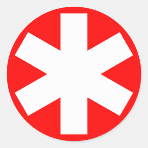 Asterisk - weiß auf rot runder aufkleber