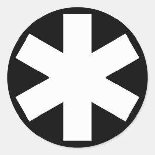 Asterisk - Weiß auf Schwarz Runder Aufkleber