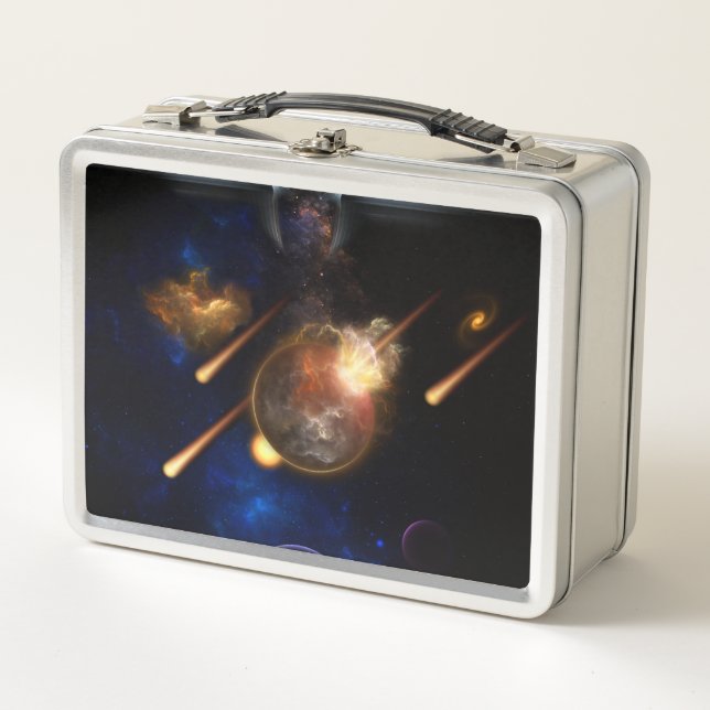 Asteroid Apokalypse Fraktal Art Spacescape Metall Brotdose (Vorderseite)