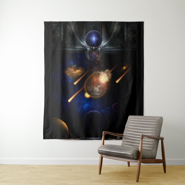 Asteroid Apokalypse Fraktal Art Spacescape Wandteppich (Beispiel)