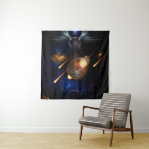 Asteroid Apokalypse Fraktal Art Spacescape Wandteppich
