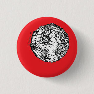 Asteroid auf rotem Hintergrund Button