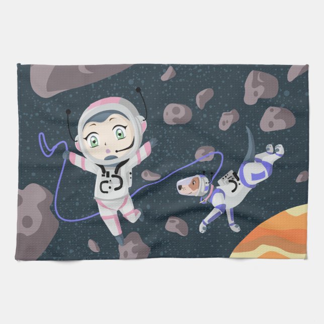 Asteroid Girl Geschirrtuch (Horizontal)