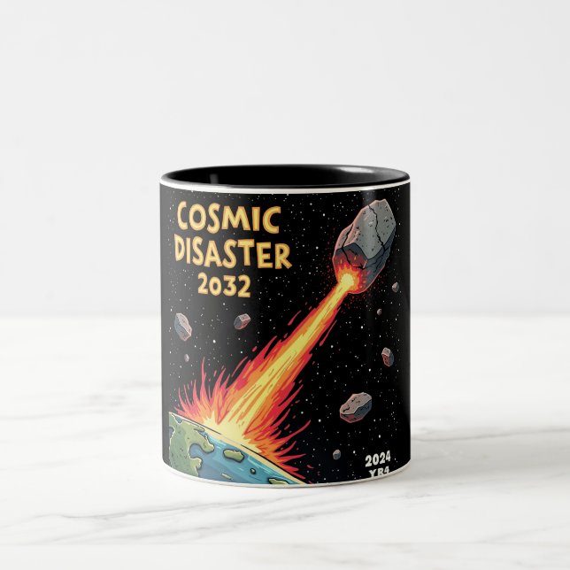 Asteroiden Auswirkungen Kosmischer Desaster 2032 Zweifarbige Tasse (Mittel)