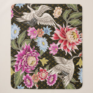 Asters Cranes: Nahtlos im japanischen Stil gestric Sherpadecke