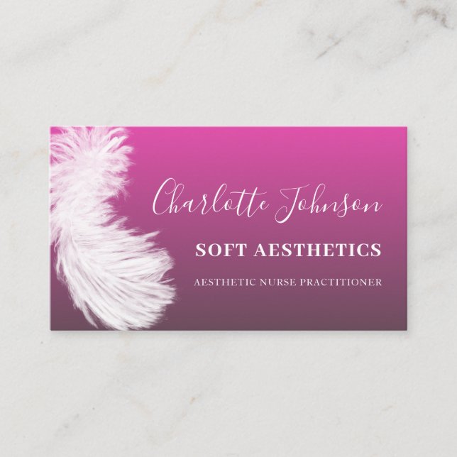 Ästhetik Hautpflege Pink Feather Visitenkarte (Vorderseite)