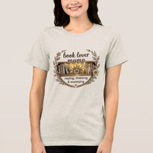 Ästhetik Kaffee Liebhaber Mama Floral Bücherregal Tri-Blend Shirt
