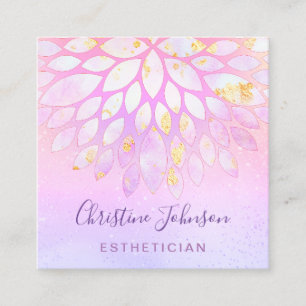 Ästhetik lila rosa Blumenviertel Quadratische Visitenkarte