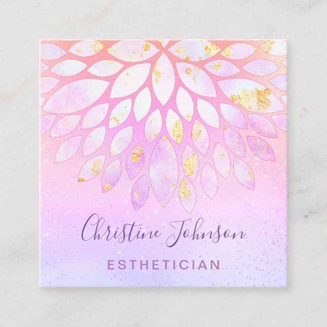 Ästhetik lila rosa Blumenviertel Quadratische Visitenkarte (Vorderseite)
