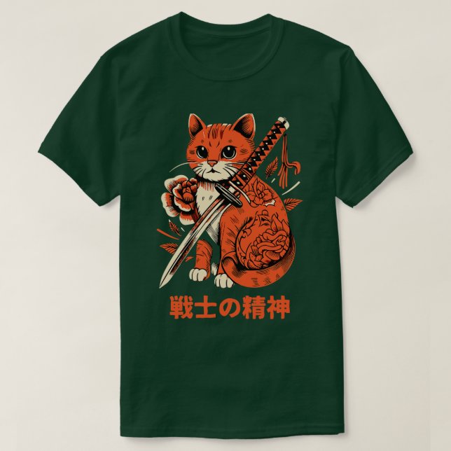 Ästhetik Ninja Cat Samurai Japanisch Ar T-Shirt (Design vorne)