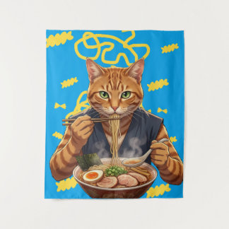 Ästhetik-Ramen-Katze-Anime – Japanische Pop-Art Wandteppich