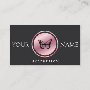 Ästhetik: Rose Gold Butterfly Black Visitenkarte