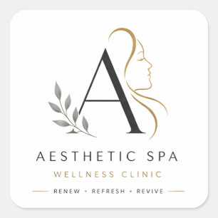 Ästhetik Spa Botanisches Monogramm Logo Quadratischer Aufkleber