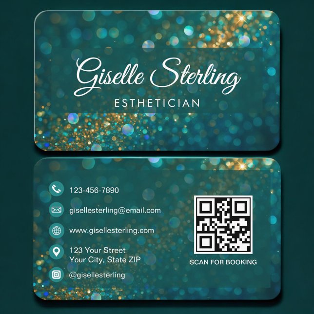 Ästhetiker Green Gold QR Code Professional Visitenkarte (Von Creator hochgeladen)