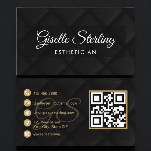 Ästhetiker QR-Code schwarzes quiltiertes Leder Lux Visitenkarte