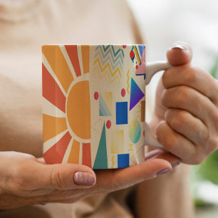 Ästhetisch-blaue Geometrie Vintager Sonnenuntergan Kaffeetasse
