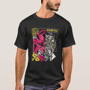 Ästhetisch Japanisch Oni Maske CyberSamurai Street T-Shirt