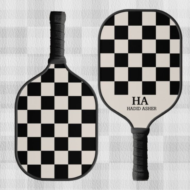Ästhetisch überprüfte Retro-Mit Monogramm Initiale Pickleball Schläger (Von Creator hochgeladen)
