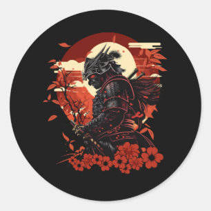 Ästhetisch Vintag Samurai Japanisch Art Samurai Re Runder Aufkleber