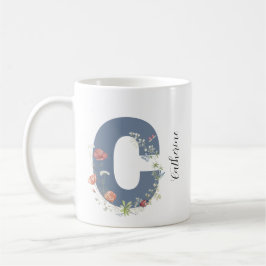 Ästhetische Aquarellfarben Blumenbrief C Monogramm Kaffeetasse