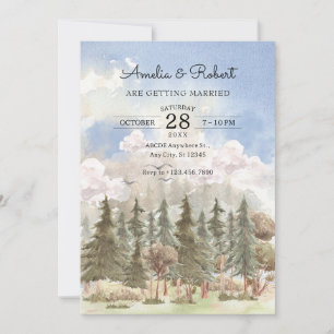 Ästhetische Aquarelllandschaft Hochzeit Einladung