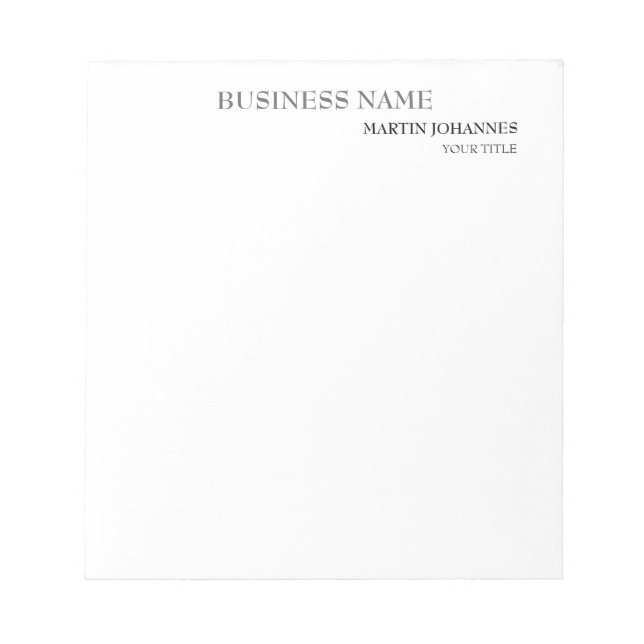 Ästhetische Beruflich-schicke White-Business-Karte Notizblock (Vorderseite)
