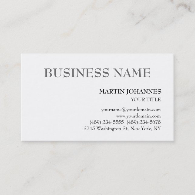 Ästhetische Beruflich-schicke White-Business-Karte Visitenkarte (Vorderseite)