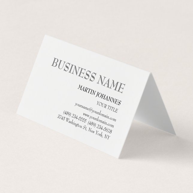 Ästhetische Beruflich-schicke White-Business-Karte Visitenkarten (Vorderseite)