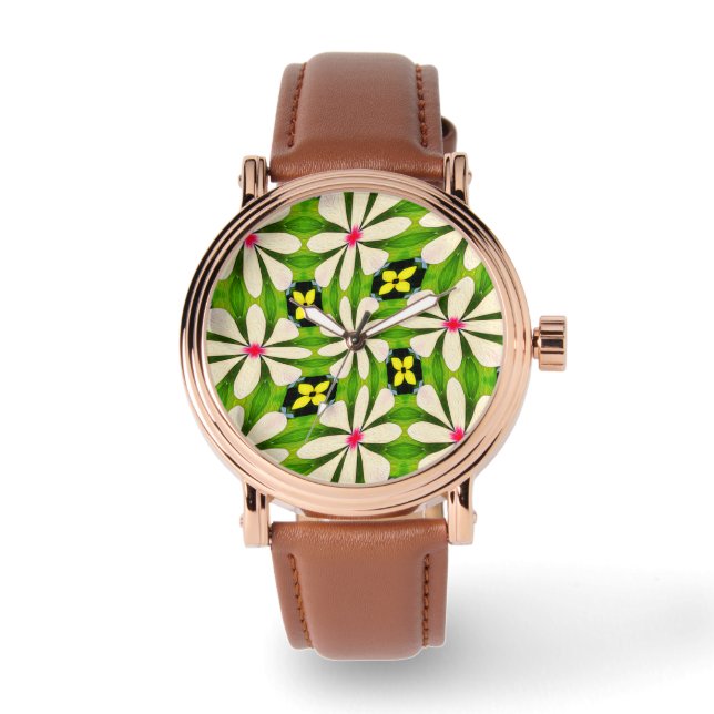 Ästhetische Blume Muster Armbanduhr (Vorderseite)