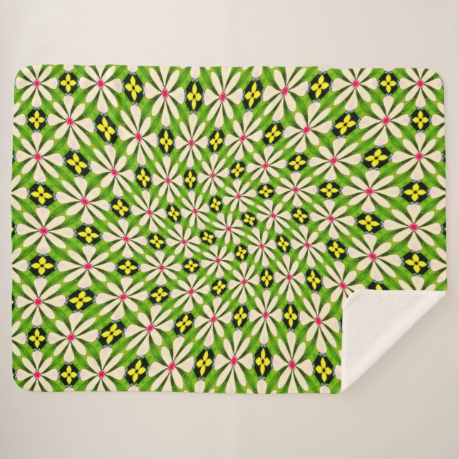 Ästhetische Blume Muster Sherpadecke (Vorderseite (Horizontal))