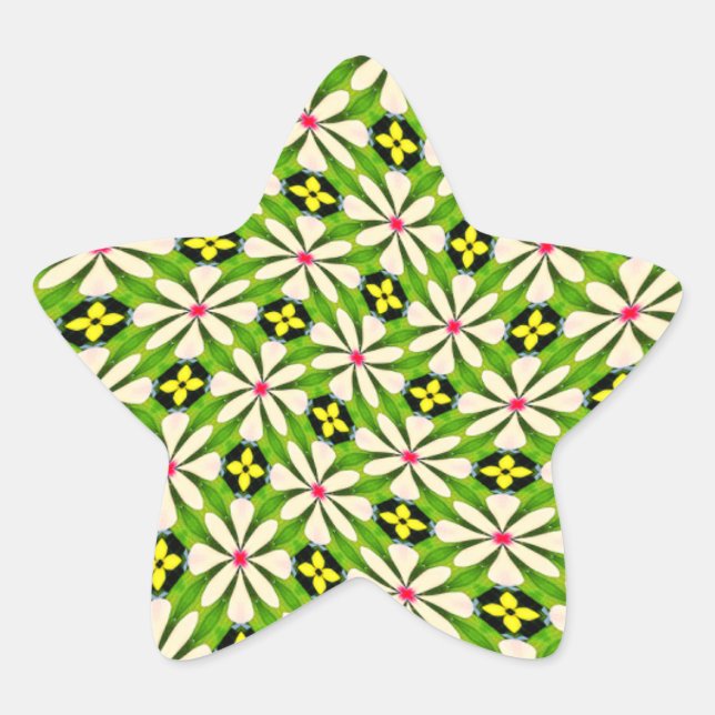 Ästhetische Blume Muster Stern-Aufkleber (Vorderseite)