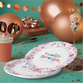 Ästhetische Blumen Osterbrunch Retro Typografie Pappteller