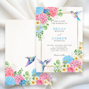 Ästhetische Blumen Vogel Hochzeit Einladung