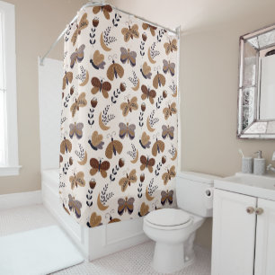 Ästhetische Boho Schmetterlinge mit Blätter Spring Duschvorhang