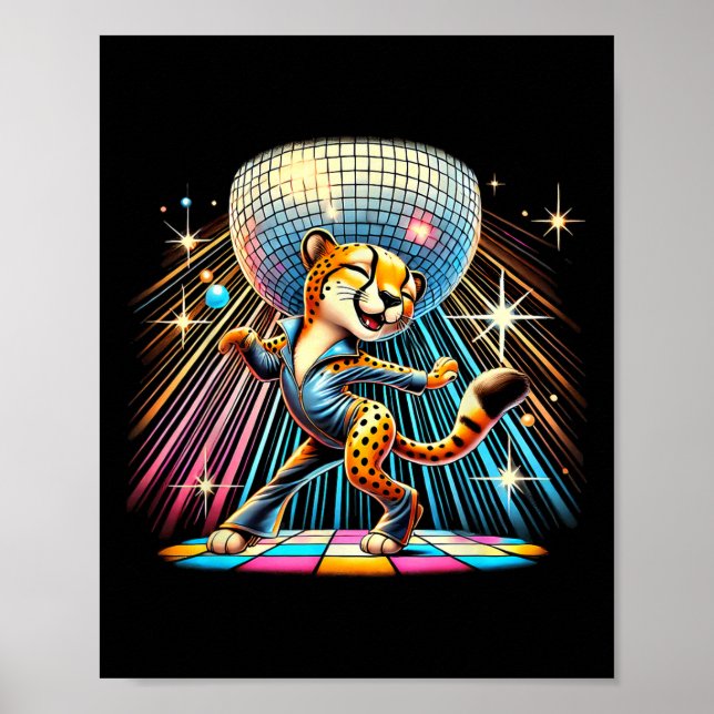 Ästhetische Cheetah Disco Dancer Spooky Tanz Kinde Poster (Vorne)