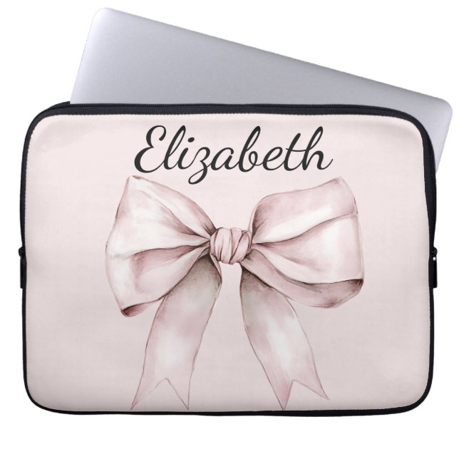 Ästhetische Coquette Rosa Bug Personalisiert Name Laptopschutzhülle (Vorderseite)