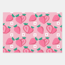 Ästhetische Erdbeere Fruchtpink Geschenkpapier Set