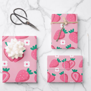 Ästhetische Erdbeere Fruchtpink Geschenkpapier Set
