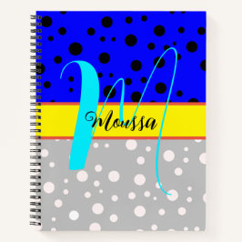 Ästhetische Farbe Grau und Blau - Name Mit Monogra Notizbuch