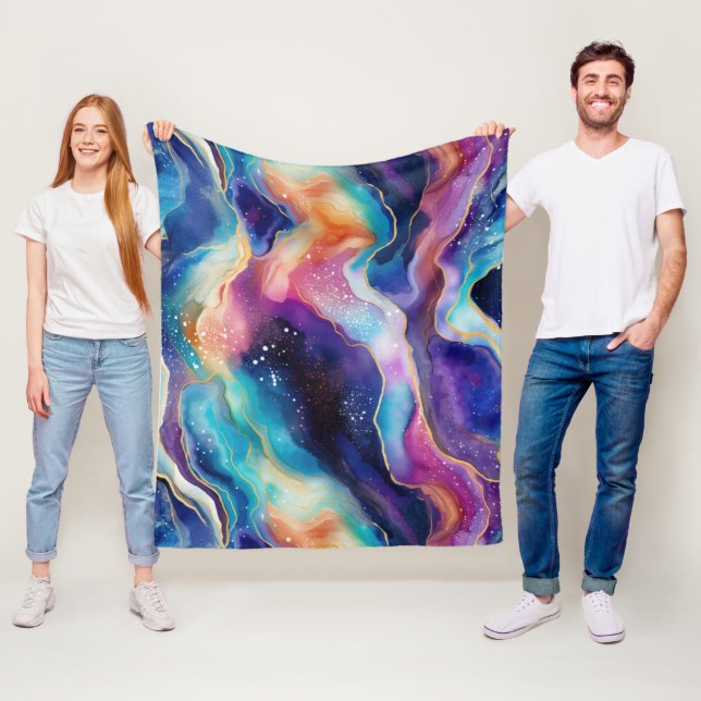 Ästhetische, farbige Regenbogen-Age-Glitzer-Textur Fleecedecke (Beispiel)