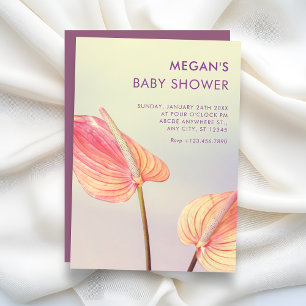 Ästhetische florale Anthurie minimalistische Babyp Einladung